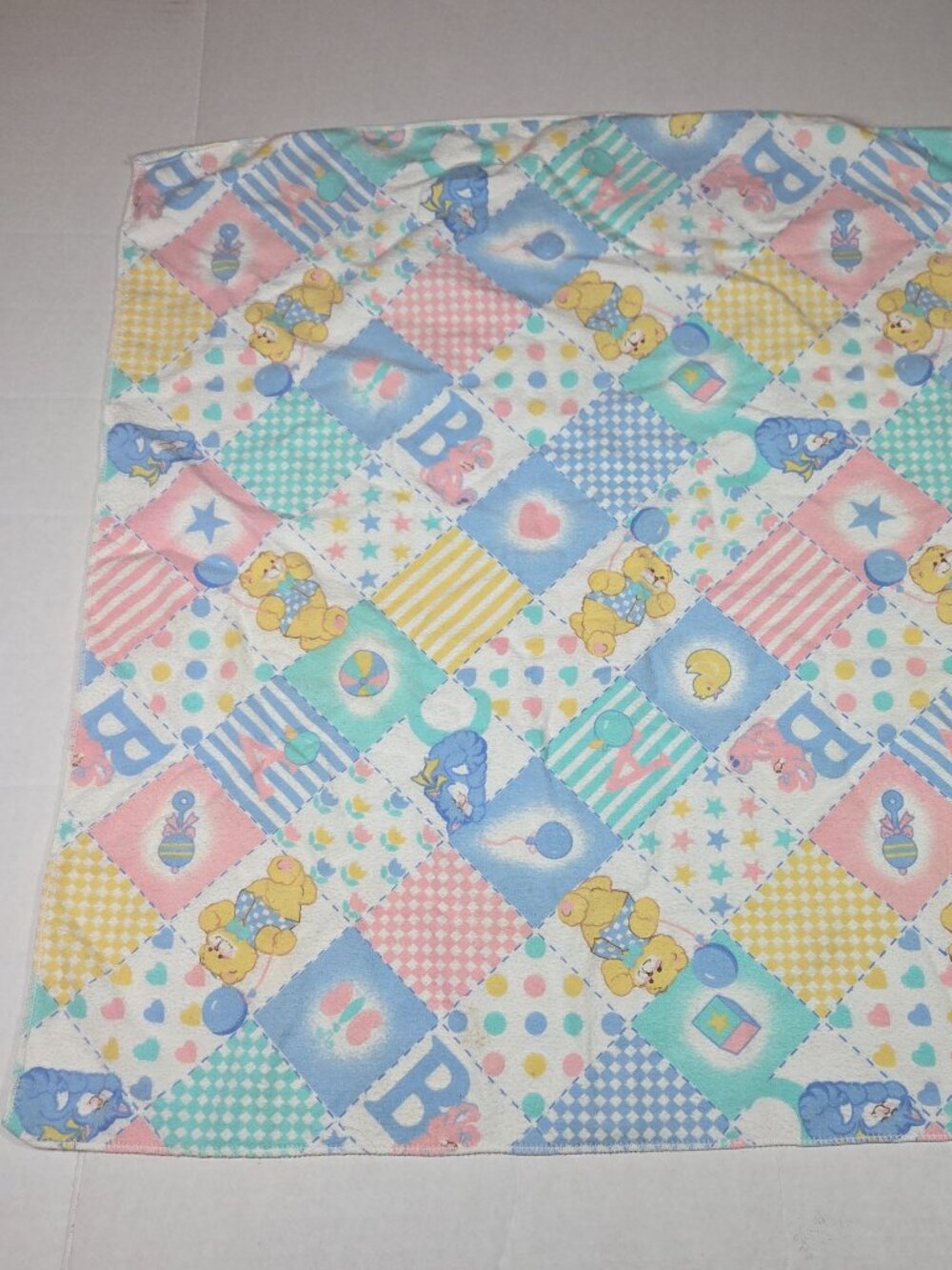 Riegel 30 x 30 in Cotton Receiving Blanket Multicolor Bear Patchwork